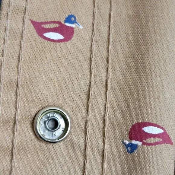 Reversable Mallard Duck Print Hooded Raincoat Snap Buttons Drawstring. Size L - Picture 7 of 16